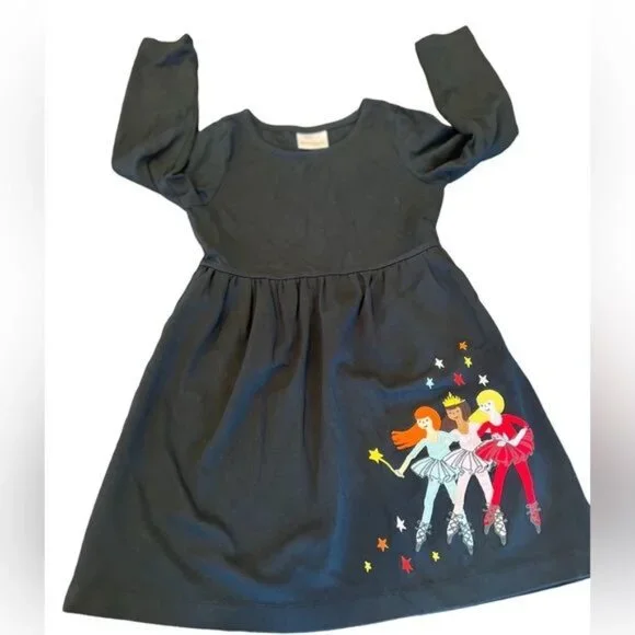 Hanna Andersson Ballet Dancers Dress 120 Girls size 6-7 Black with ballerinas - Picture 6 of 8